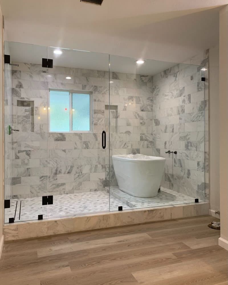 Half-inch glass panel door panel shower enclosure in Escondido, CA